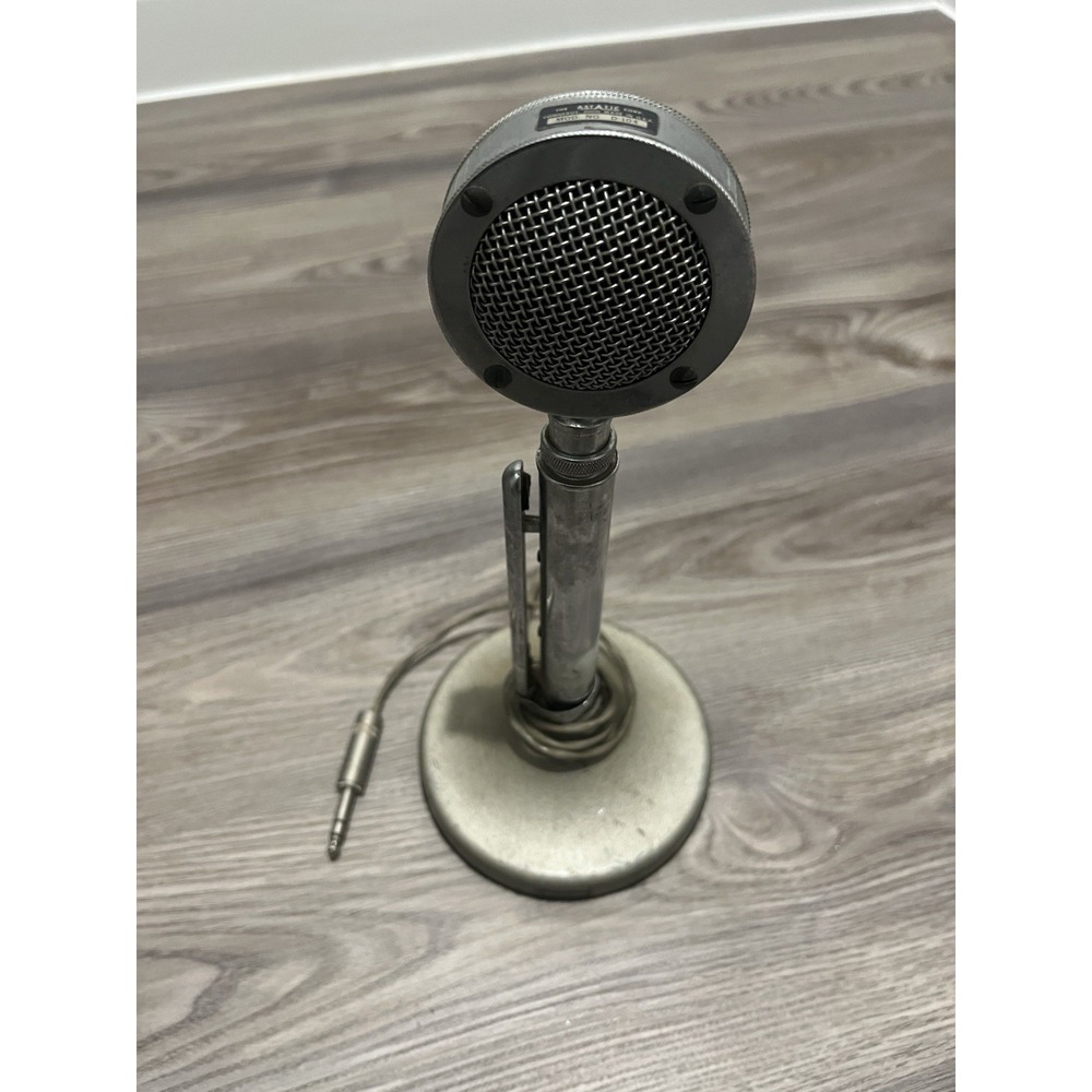 Vintage Astatic D-104 Silver Lollipop Microphone G-Stand Ham Radio Mic 1/4 Plug